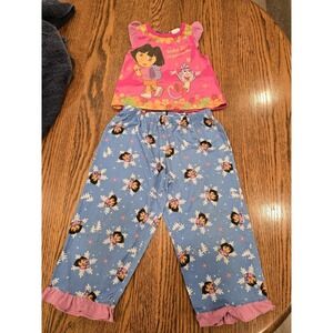 Vintage Nick Jr Dora The Explorer 2 Piece Pajama Set  Girl's Youth READ